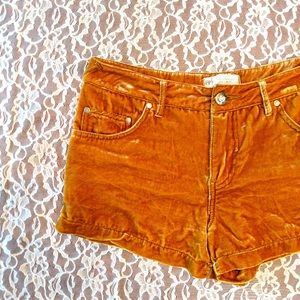 Free People Velvet Ochre Shorts